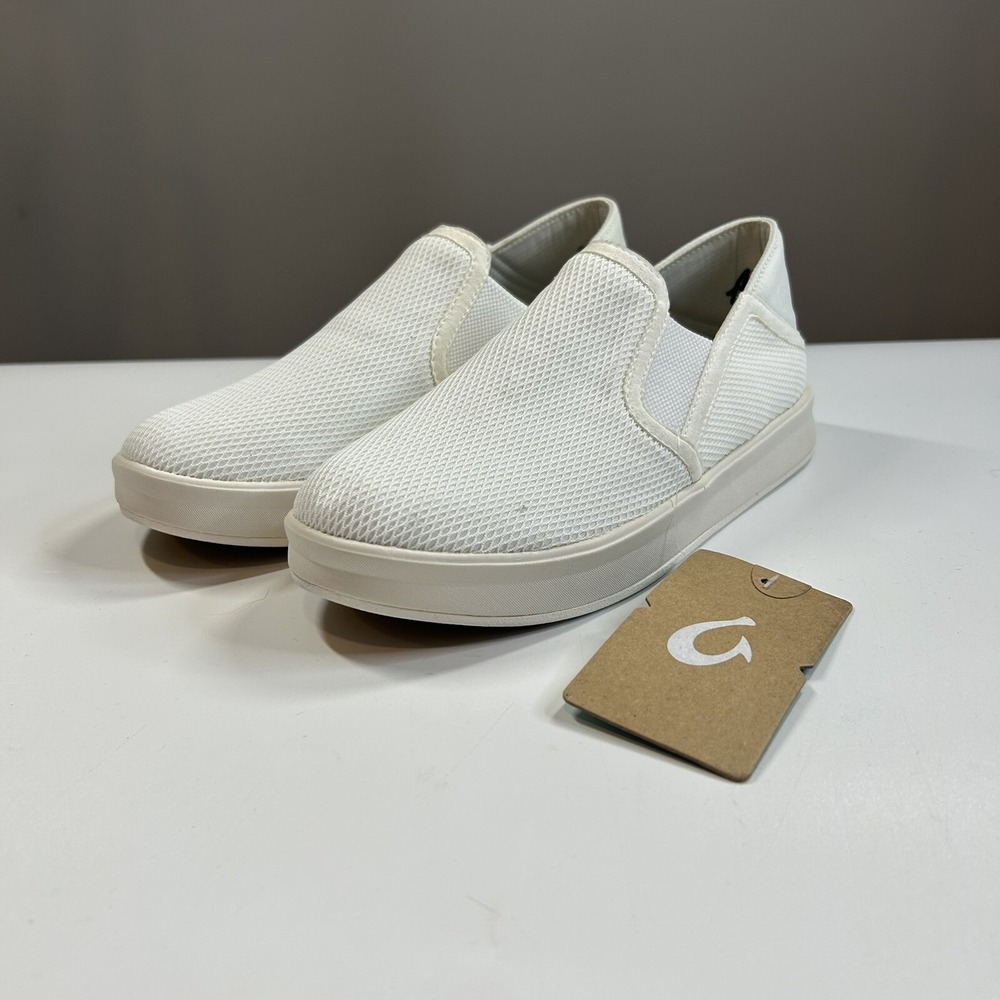 OluKai Ki'ihele Women's 6.5 Slip-On Comfort Sneakers Shoes Bright White